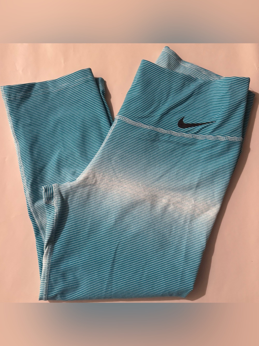 Nike Womens Teal Thin-Striped Athletic Leggings